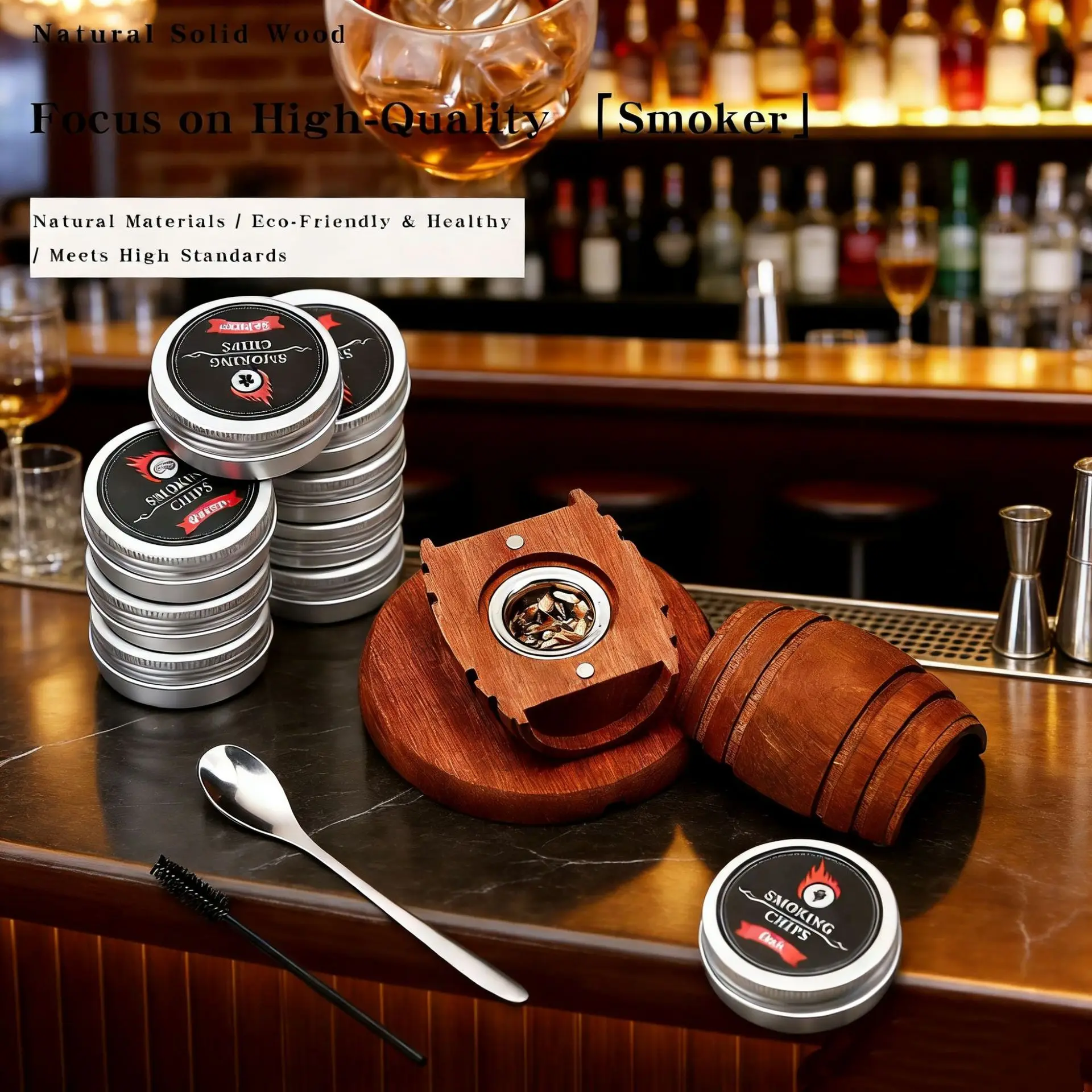 Vape Decoration - Klassisches Design Whiskey-Räucher-Set mit 4 Geschmacksrichtungen