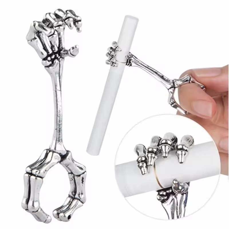 Vape Ring - Lustiger Zigaretten-Handhalter Raucherring Vintage Handknochen-Metall-Fingerclip Coole