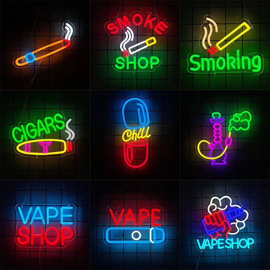 Vaping Shop - USB-LED-Werbedisplay für Raucherlounge oder Vape-Shop, Hookah-Neonschild